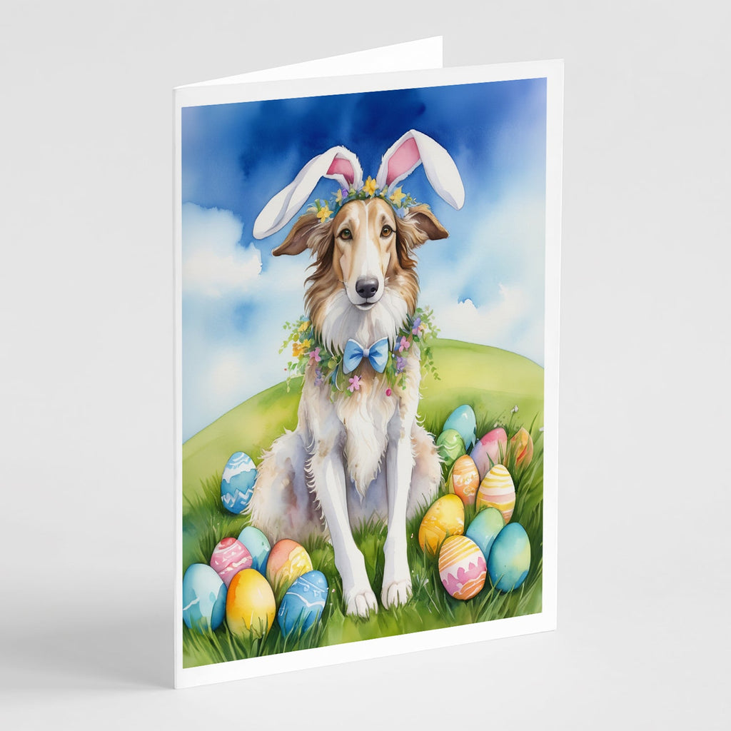 Borzoi Easter Egg Hunt Greeting Cards Pack of 8 Blank Cards with Envelopes Whimsical A7 Size 5x7