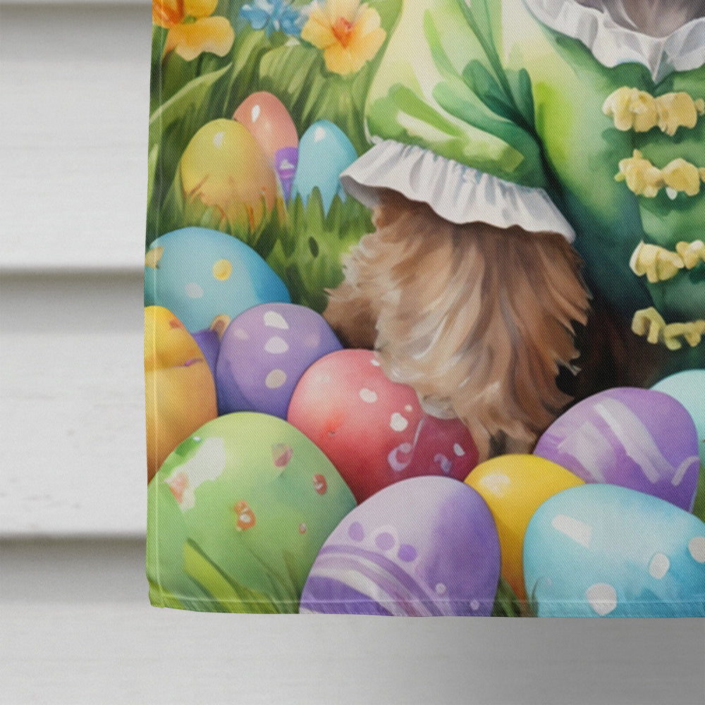 Brussels Griffon Easter Egg Hunt House Flag 28x40 Porch Sleeve Pole Decorative Outside Yard Banner Artwork Wall Hanging, Polyester