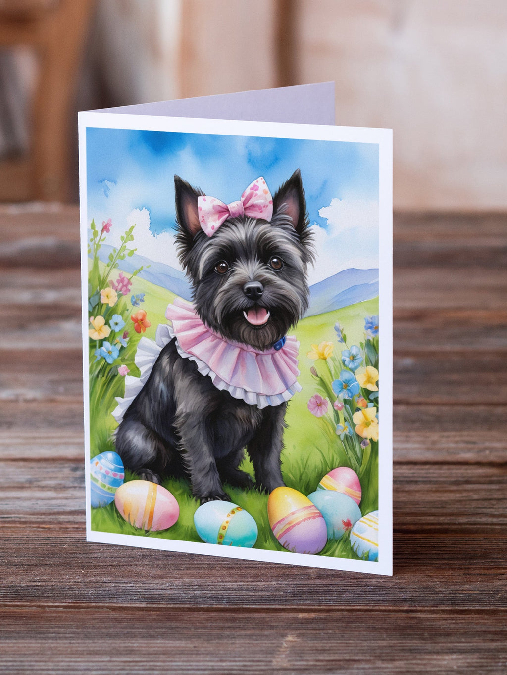 Cairn Terrier Easter Egg Hunt Greeting Cards Pack of 8 Blank Cards with Envelopes Whimsical A7 Size 5x7