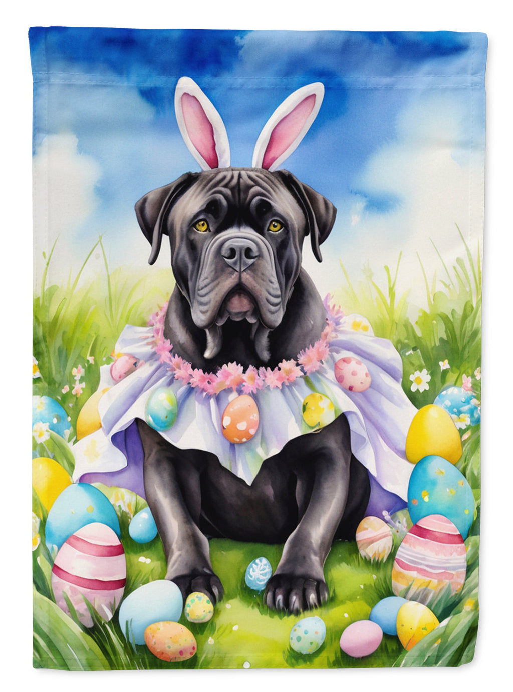 Cane Corso Easter Egg Hunt House Flag 28x40 Porch Sleeve Pole Decorative Outside Yard Banner Artwork Wall Hanging, Polyester