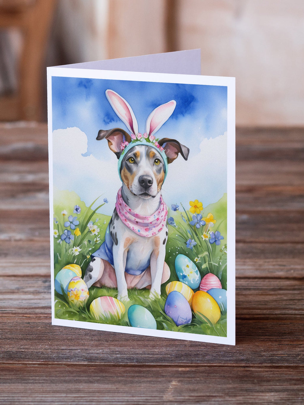 Catahoula Easter Egg Hunt Greeting Cards Pack of 8 Blank Cards with Envelopes Whimsical A7 Size 5x7