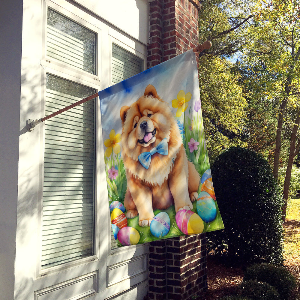Chow Chow Easter Egg Hunt House Flag 28x40 Porch Sleeve Pole Decorative Outside Yard Banner Artwork Wall Hanging, Polyester
