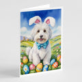 Coton de Tulear Easter Egg Hunt Greeting Cards Pack of 8 Blank Cards with Envelopes Whimsical A7 Size 5x7