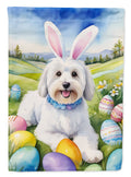 Coton de Tulear Easter Egg Hunt House Flag 28x40 Porch Sleeve Pole Decorative Outside Yard Banner Artwork Wall Hanging, Polyester