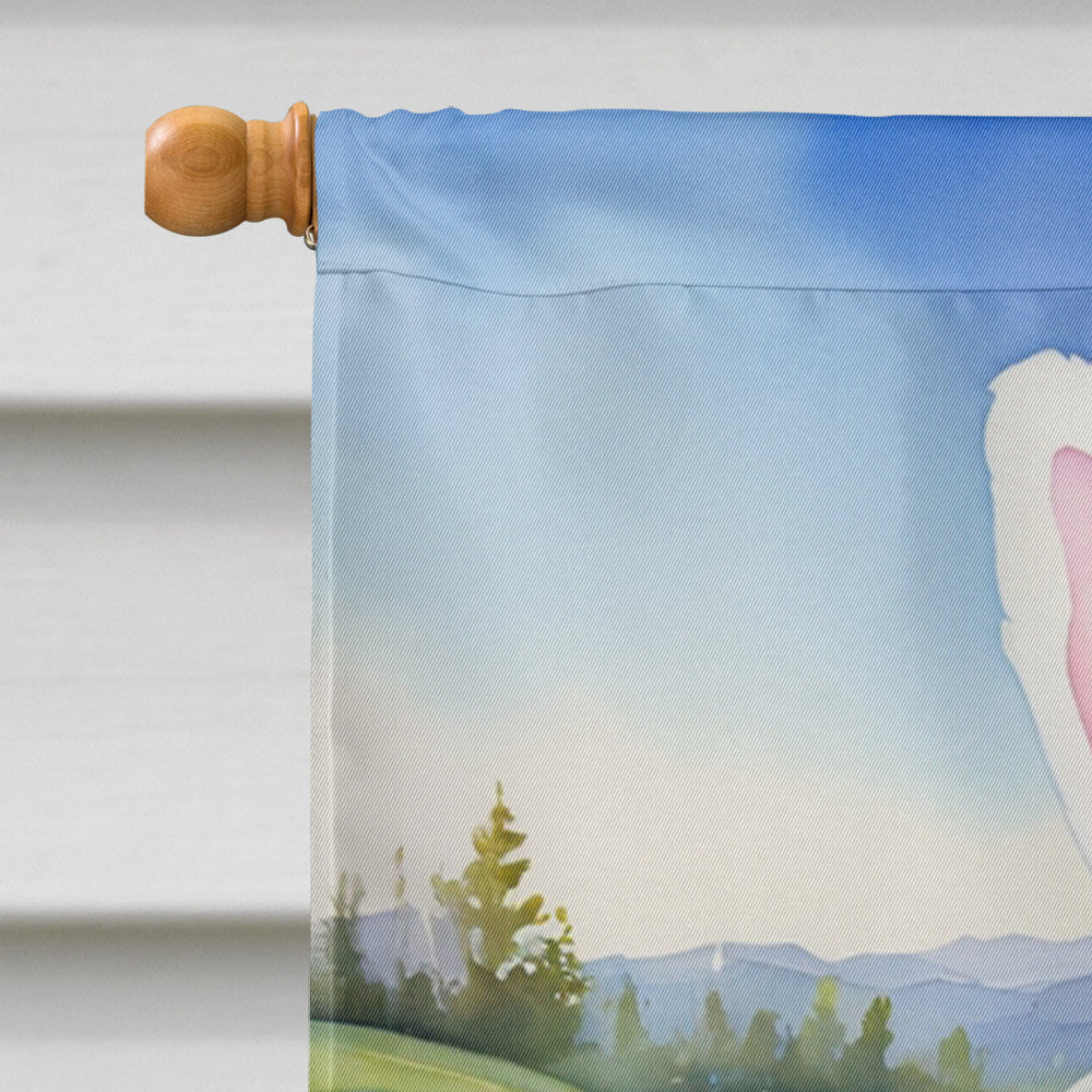 Coton de Tulear Easter Egg Hunt House Flag 28x40 Porch Sleeve Pole Decorative Outside Yard Banner Artwork Wall Hanging, Polyester