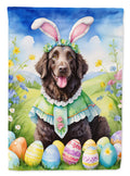 Curly-Coated Retriever Easter Egg Hunt House Flag 28x40 Porch Sleeve Pole Decorative Outside Yard Banner Artwork Wall Hanging, Polyester
