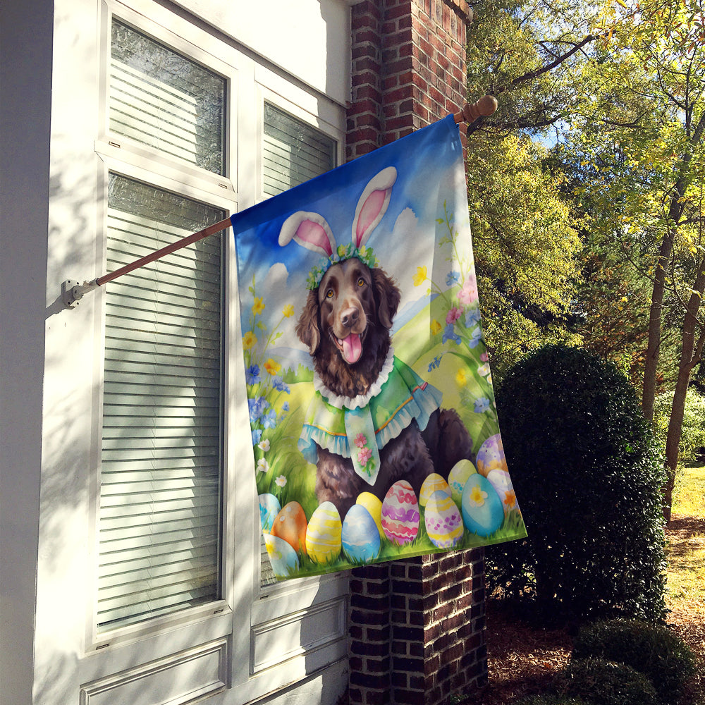Curly-Coated Retriever Easter Egg Hunt House Flag 28x40 Porch Sleeve Pole Decorative Outside Yard Banner Artwork Wall Hanging, Polyester