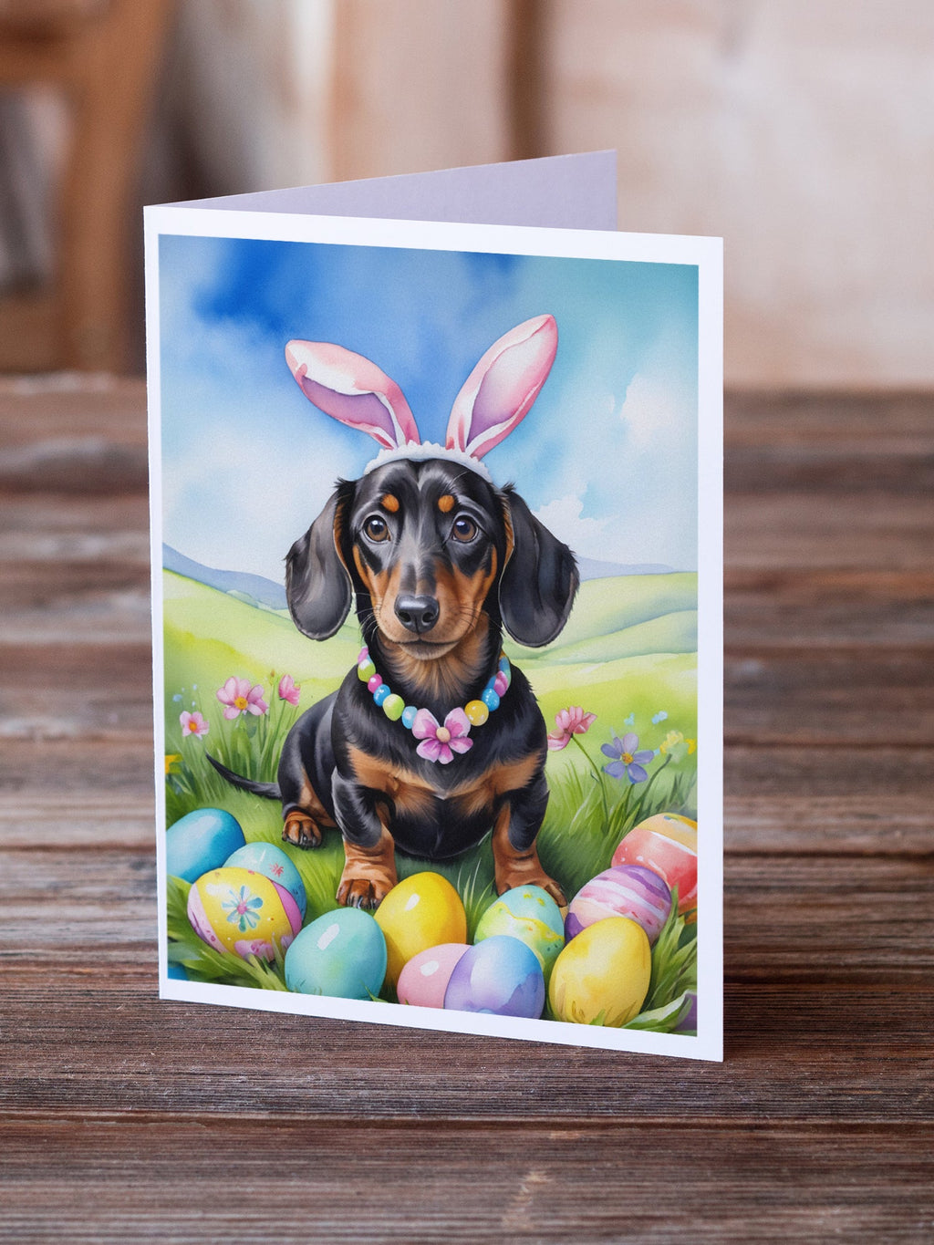 Dachshund Easter Egg Hunt Greeting Cards Pack of 8 Blank Cards with Envelopes Whimsical A7 Size 5x7