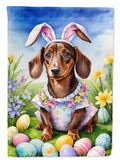 Dachshund Easter Egg Hunt House Flag 28x40 Porch Sleeve Pole Decorative Outside Yard Banner Artwork Wall Hanging, Polyester