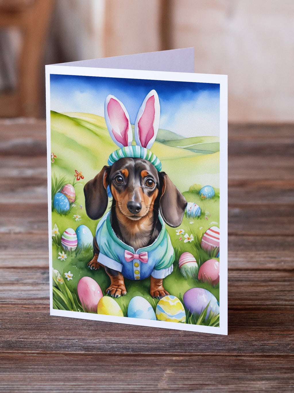 Dachshund Easter Egg Hunt Greeting Cards Pack of 8 Blank Cards with Envelopes Whimsical A7 Size 5x7