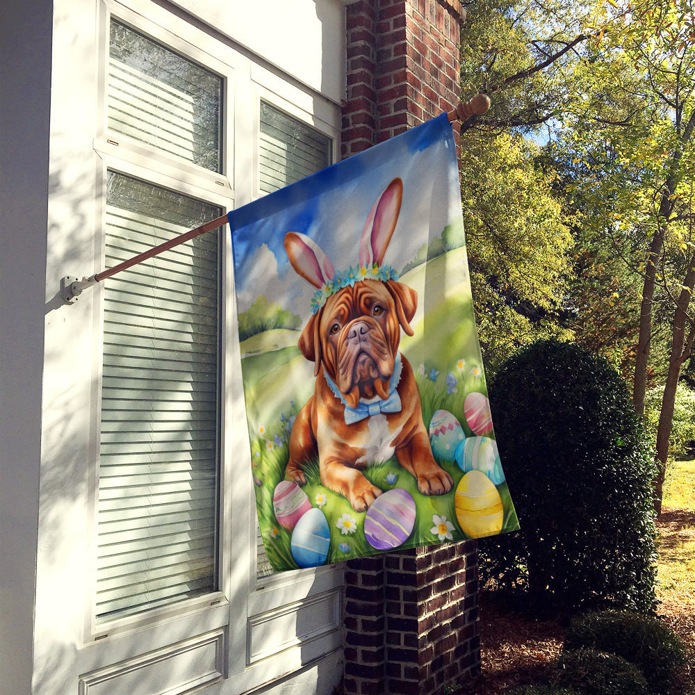Dogue de Bordeaux Easter Egg Hunt House Flag 28x40 Porch Sleeve Pole Decorative Outside Yard Banner Artwork Wall Hanging, Polyester
