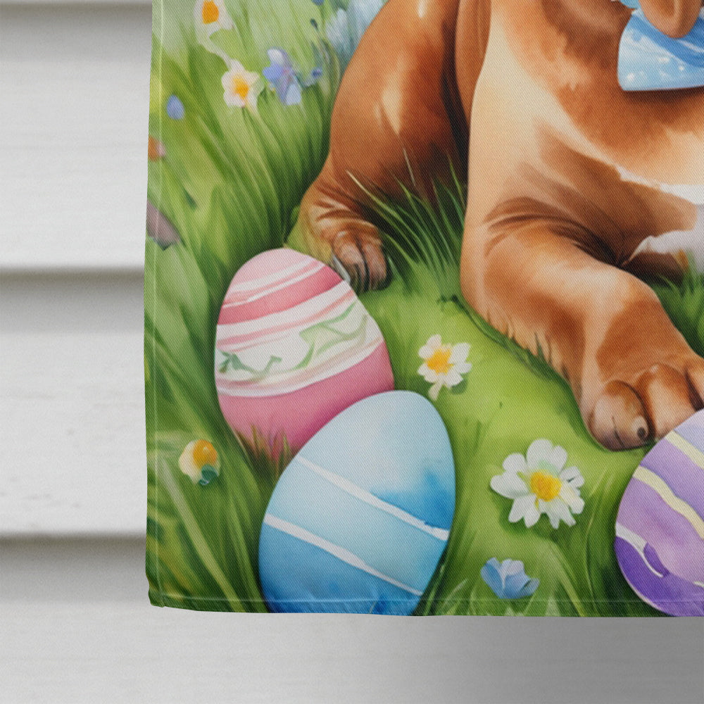 Dogue de Bordeaux Easter Egg Hunt House Flag 28x40 Porch Sleeve Pole Decorative Outside Yard Banner Artwork Wall Hanging, Polyester