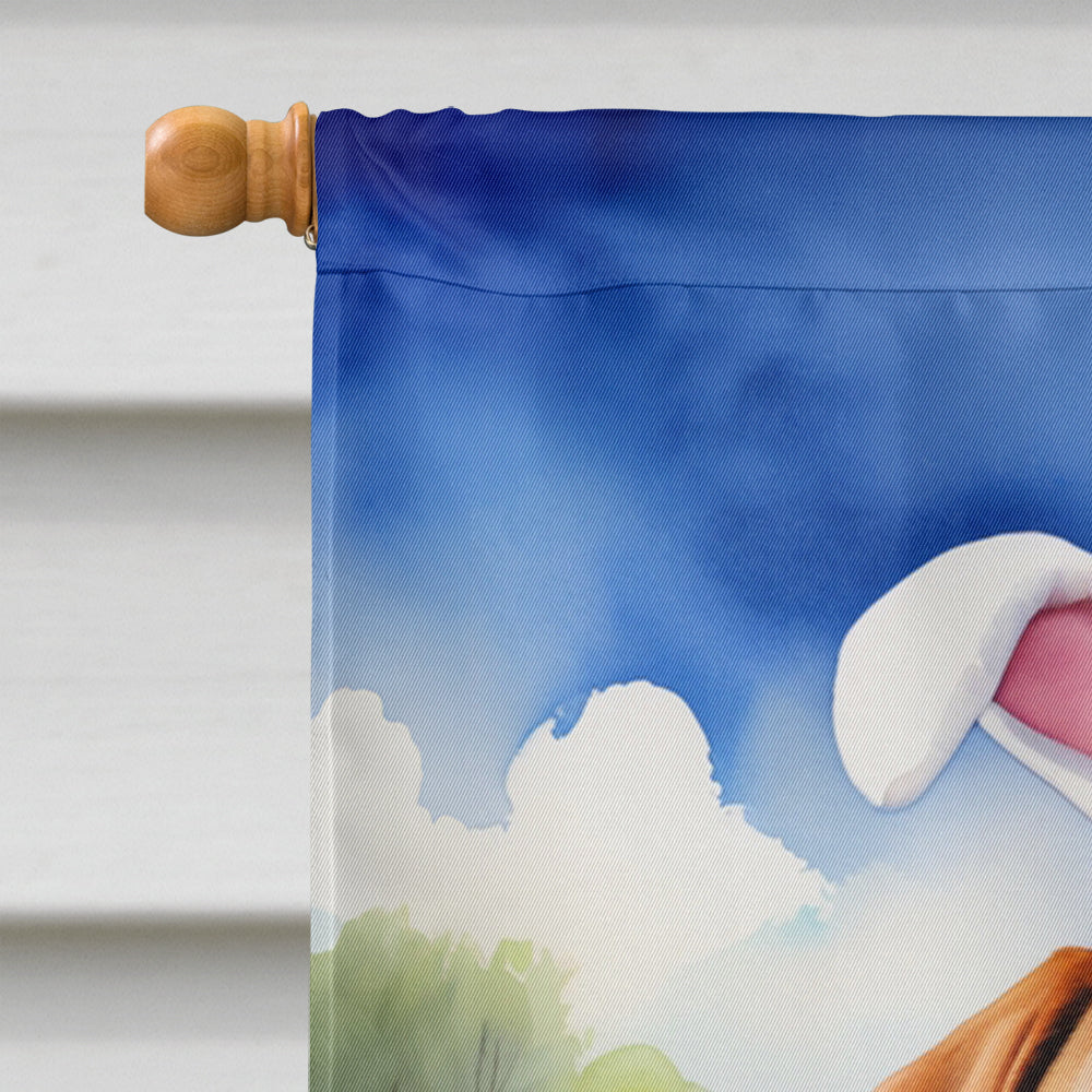 Dogue de Bordeaux Easter Egg Hunt House Flag 28x40 Porch Sleeve Pole Decorative Outside Yard Banner Artwork Wall Hanging, Polyester