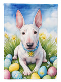English Bull Terrier Easter Egg Hunt House Flag 28x40 Porch Sleeve Pole Decorative Outside Yard Banner Artwork Wall Hanging, Polyester