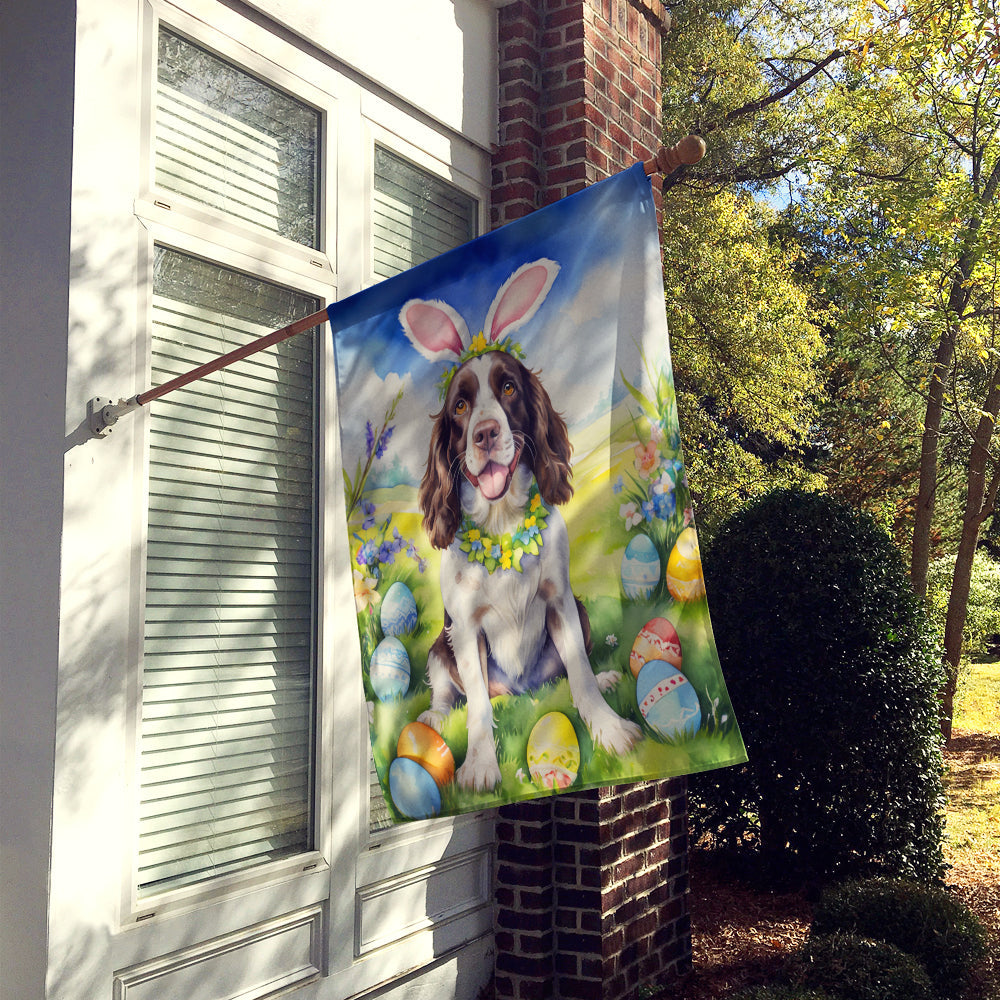 English Springer Spaniel Easter Egg Hunt House Flag 28x40 Porch Sleeve Pole Decorative Outside Yard Banner Artwork Wall Hanging, Polyester