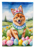 Finnish Spitz Easter Egg Hunt House Flag 28x40 Porch Sleeve Pole Decorative Outside Yard Banner Artwork Wall Hanging, Polyester