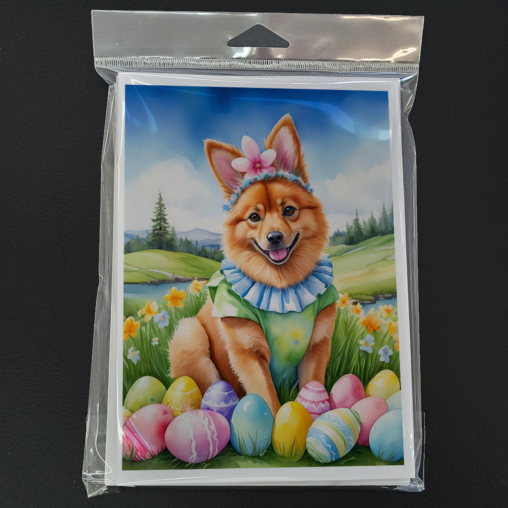 Finnish Spitz Easter Egg Hunt Greeting Cards Pack of 8 Blank Cards with Envelopes Whimsical A7 Size 5x7