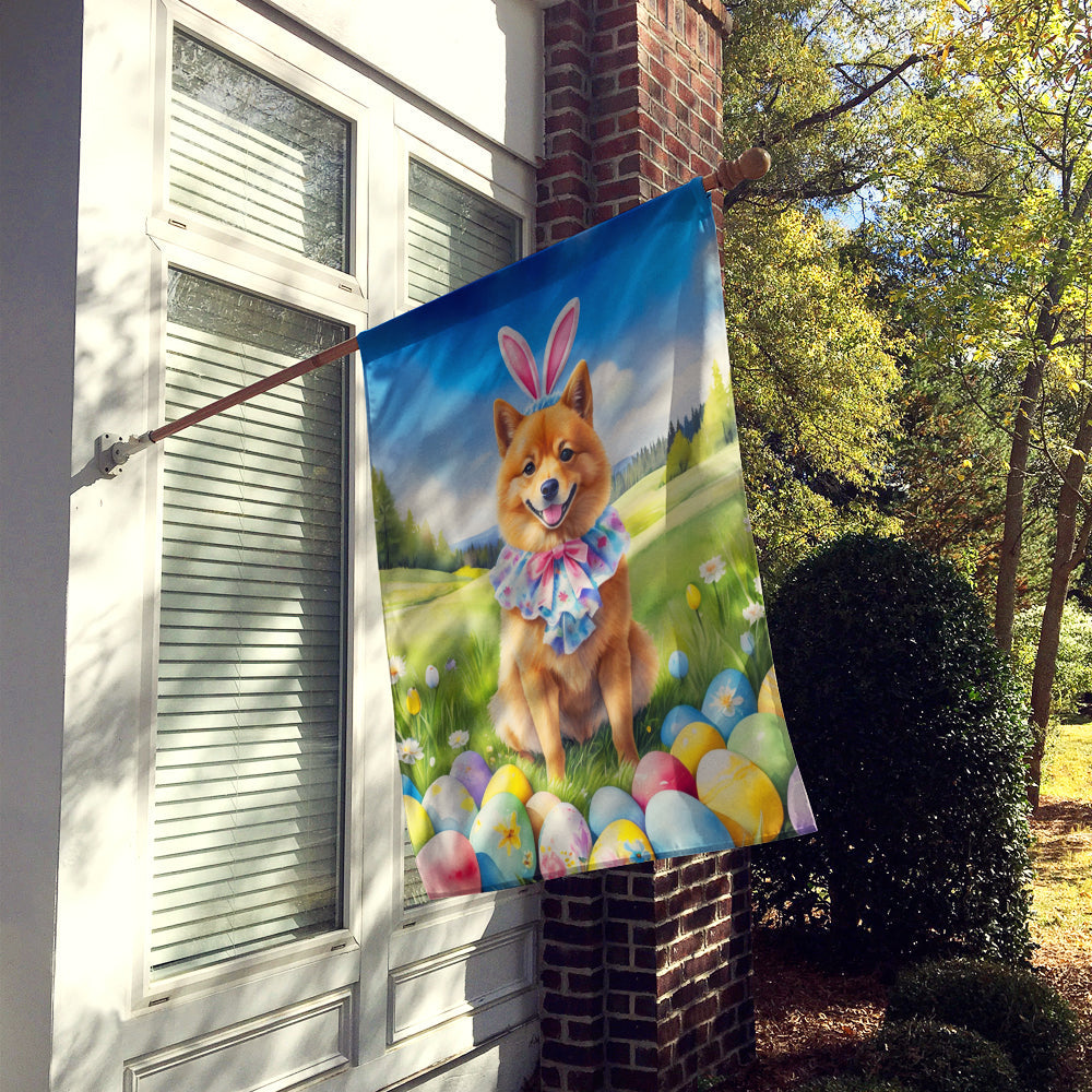 Finnish Spitz Easter Egg Hunt House Flag 28x40 Porch Sleeve Pole Decorative Outside Yard Banner Artwork Wall Hanging, Polyester