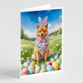 Finnish Spitz Easter Egg Hunt Greeting Cards Pack of 8 Blank Cards with Envelopes Whimsical A7 Size 5x7