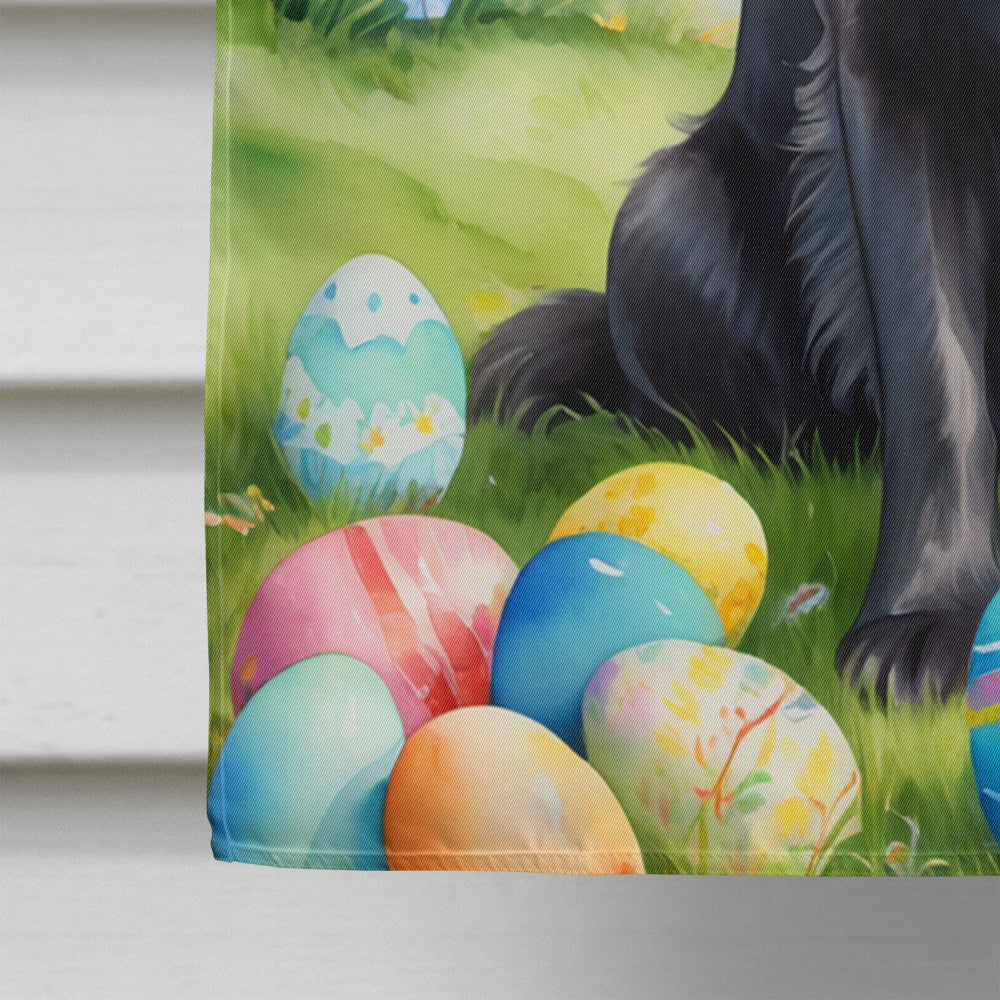 Flat-Coated Retriever Easter Egg Hunt House Flag 28x40 Porch Sleeve Pole Decorative Outside Yard Banner Artwork Wall Hanging, Polyester