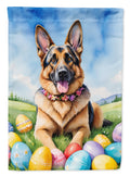 German Shepherd Easter Egg Hunt House Flag 28x40 Porch Sleeve Pole Decorative Outside Yard Banner Artwork Wall Hanging, Polyester