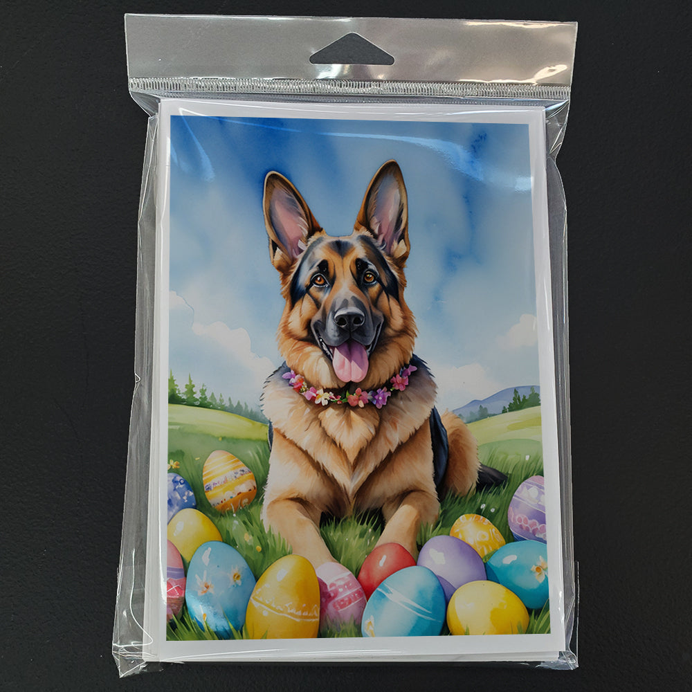 German Shepherd Easter Egg Hunt Greeting Cards Pack of 8 Blank Cards with Envelopes Whimsical A7 Size 5x7