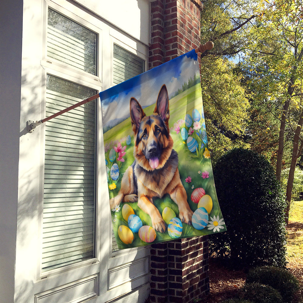 German Shepherd Easter Egg Hunt House Flag 28x40 Porch Sleeve Pole Decorative Outside Yard Banner Artwork Wall Hanging, Polyester