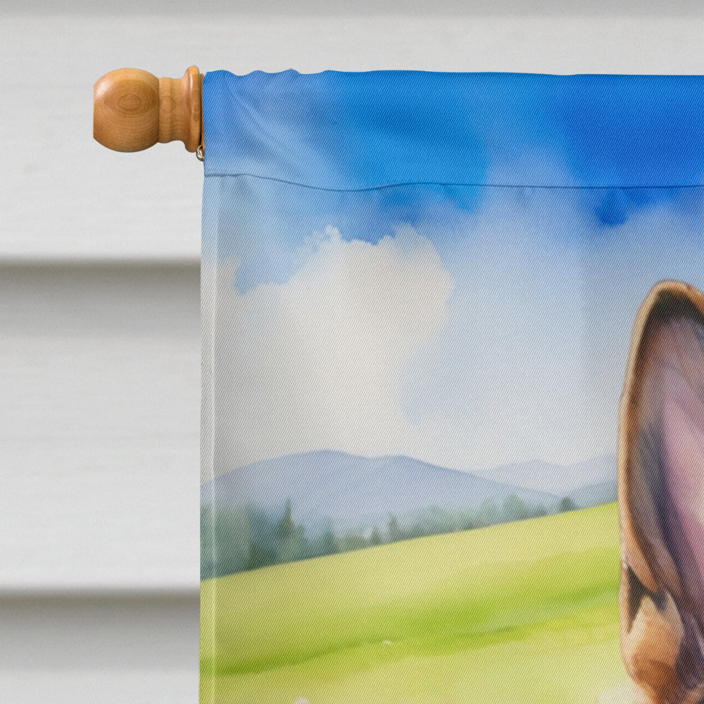 German Shepherd Easter Egg Hunt House Flag 28x40 Porch Sleeve Pole Decorative Outside Yard Banner Artwork Wall Hanging, Polyester