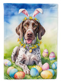 German Shorthaired Pointer Easter Egg Hunt House Flag 28x40 Porch Sleeve Pole Decorative Outside Yard Banner Artwork Wall Hanging, Polyester