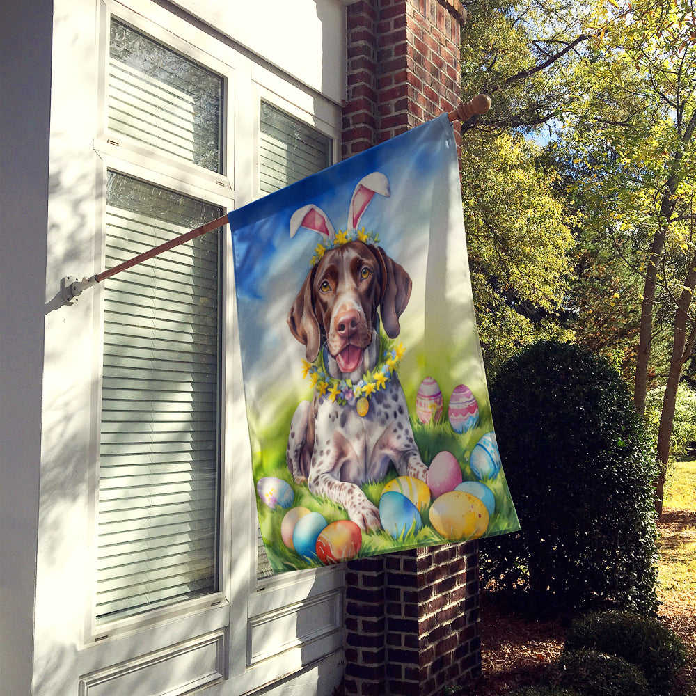 German Shorthaired Pointer Easter Egg Hunt House Flag 28x40 Porch Sleeve Pole Decorative Outside Yard Banner Artwork Wall Hanging, Polyester