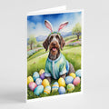 German Wirehaired Pointer Easter Egg Hunt Greeting Cards Pack of 8 Blank Cards with Envelopes Whimsical A7 Size 5x7