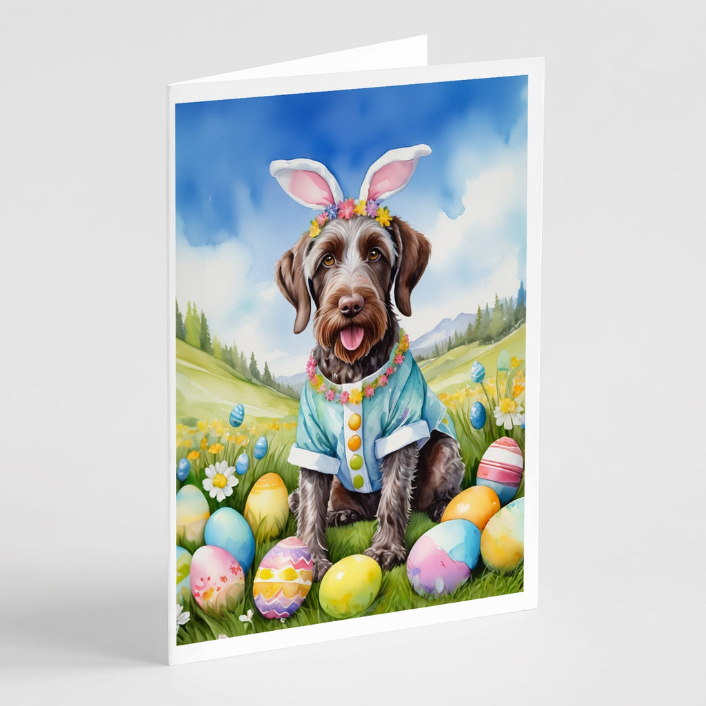 German Wirehaired Pointer Easter Egg Hunt Greeting Cards Pack of 8 Blank Cards with Envelopes Whimsical A7 Size 5x7