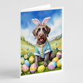 German Wirehaired Pointer Easter Egg Hunt Greeting Cards Pack of 8 Blank Cards with Envelopes Whimsical A7 Size 5x7