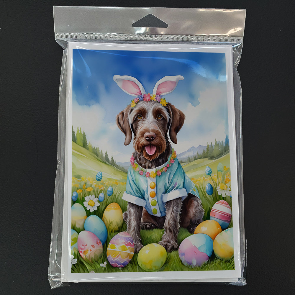 German Wirehaired Pointer Easter Egg Hunt Greeting Cards Pack of 8 Blank Cards with Envelopes Whimsical A7 Size 5x7