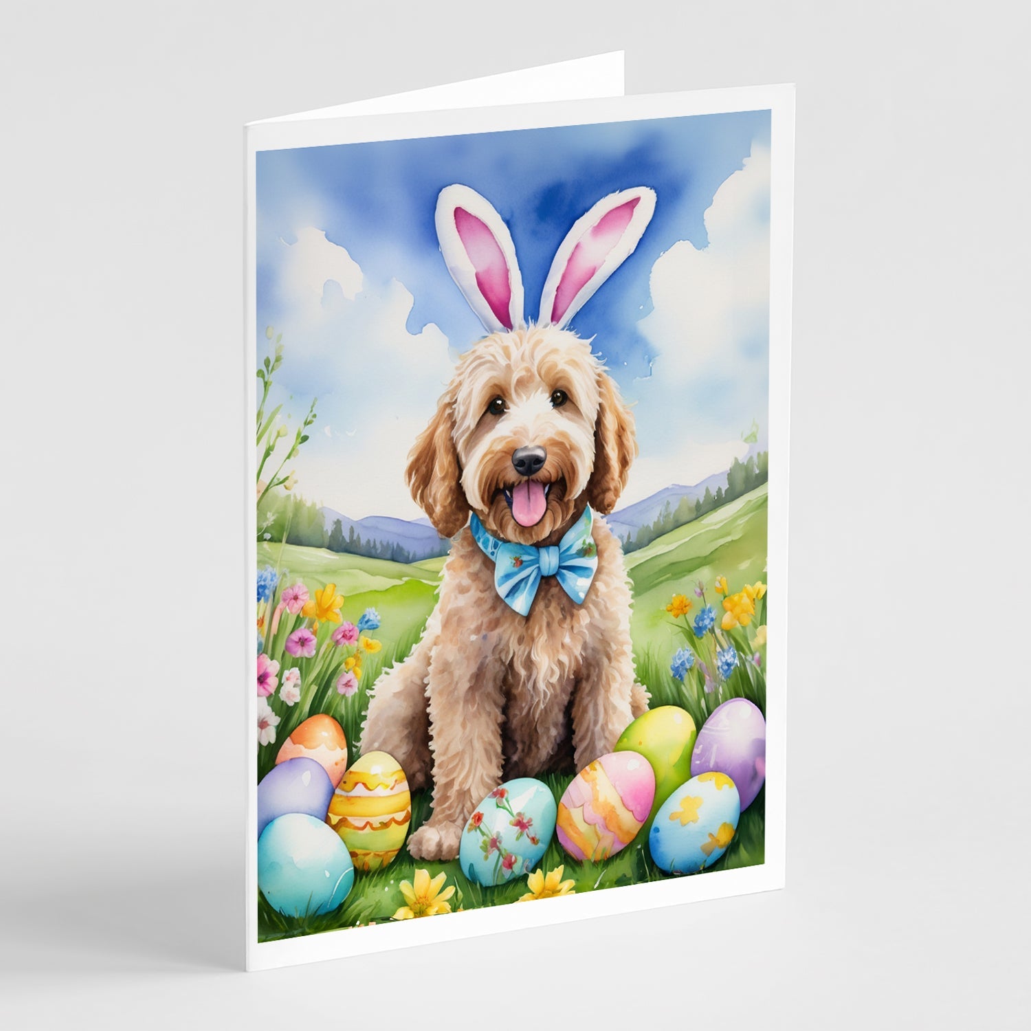 Goldendoodle Easter Egg Hunt Greeting Cards Pack of 8 Blank Cards with Envelopes Whimsical A7 Size 5x7