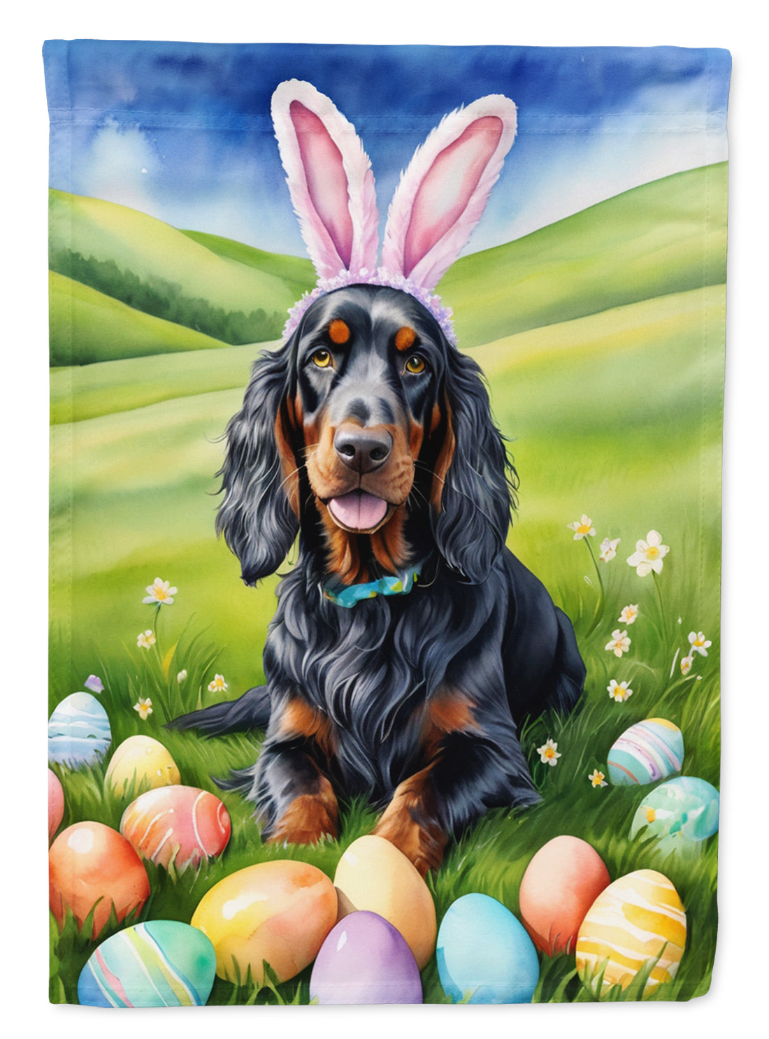 Gordon Setter Easter Egg Hunt House Flag 28x40 Porch Sleeve Pole Decorative Outside Yard Banner Artwork Wall Hanging, Polyester