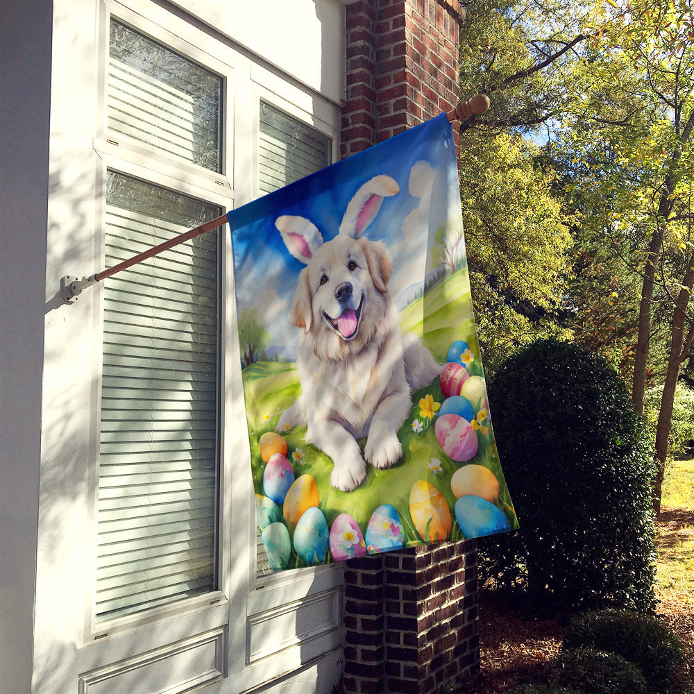 Great Pyrenees Easter Egg Hunt House Flag 28x40 Porch Sleeve Pole Decorative Outside Yard Banner Artwork Wall Hanging, Polyester