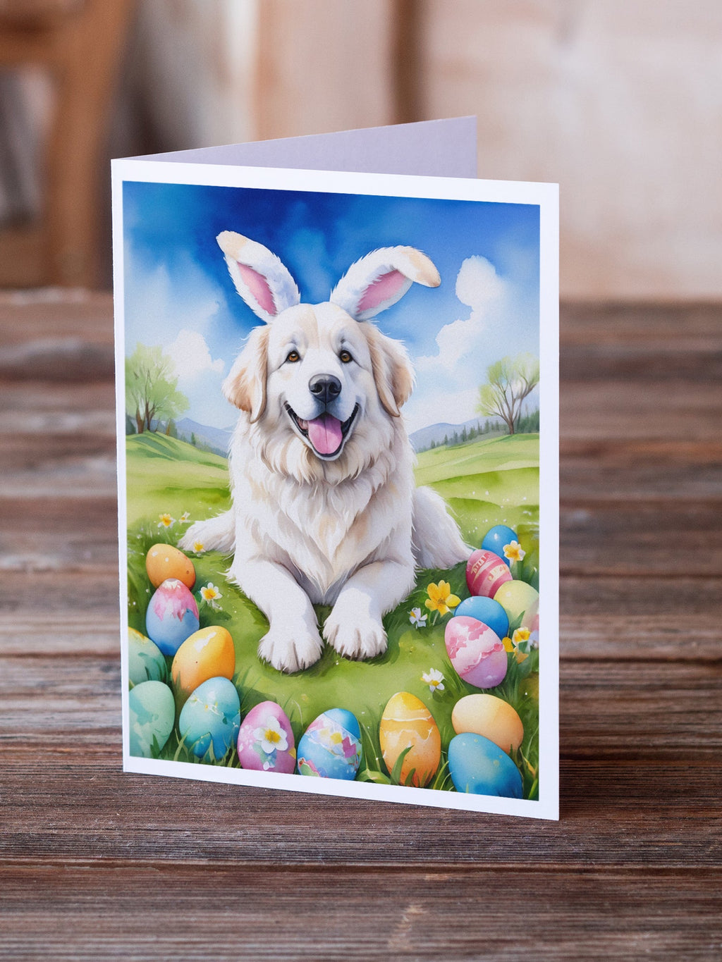 Great Pyrenees Easter Egg Hunt Greeting Cards Pack of 8 Blank Cards with Envelopes Whimsical A7 Size 5x7