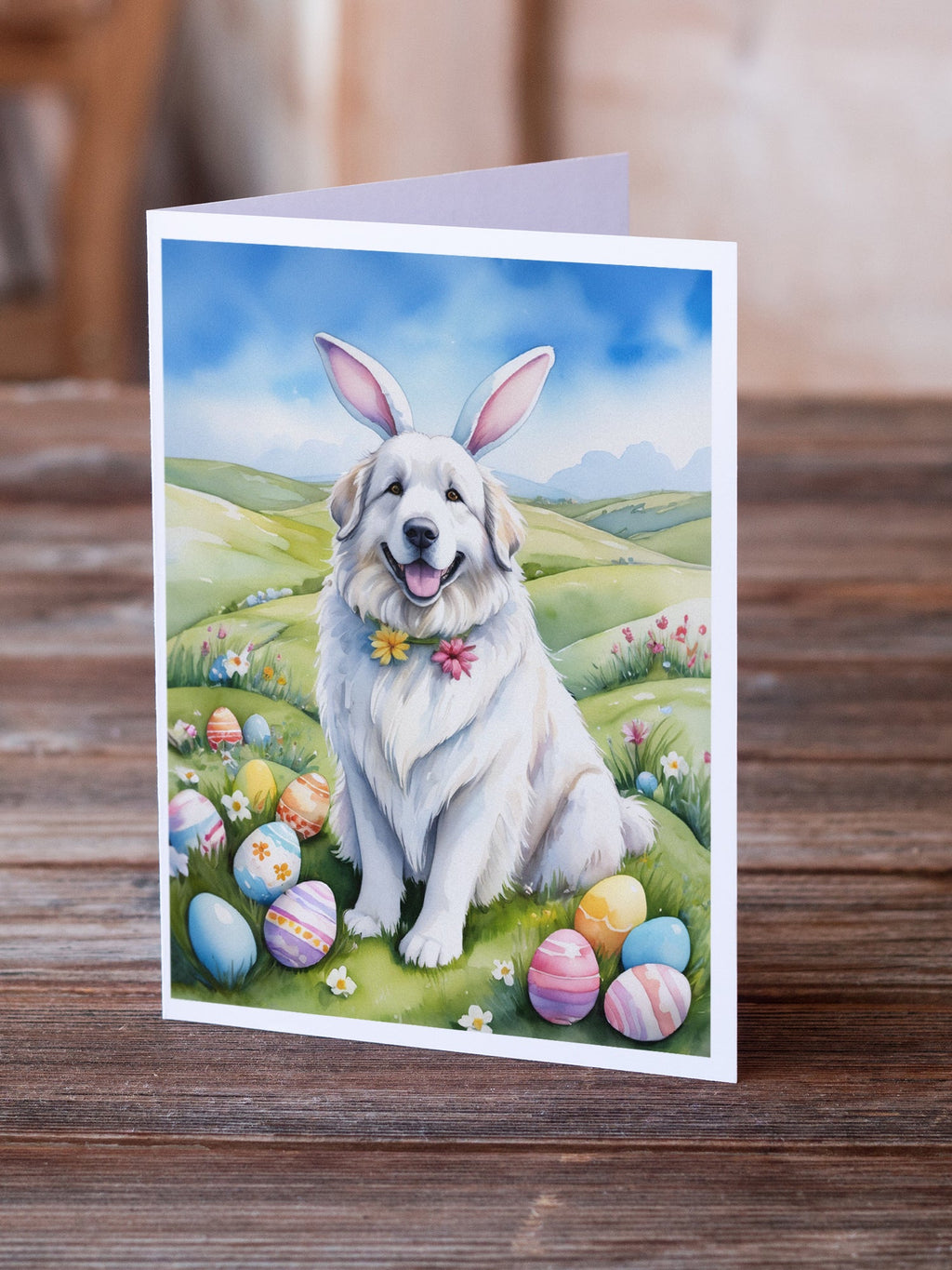Great Pyrenees Easter Egg Hunt Greeting Cards Pack of 8 Blank Cards with Envelopes Whimsical A7 Size 5x7