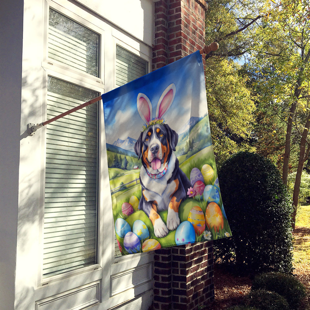 Greater Swiss Mountain Dog Easter Egg Hunt House Flag 28x40 Porch Sleeve Pole Decorative Outside Yard Banner Artwork Wall Hanging, Polyester