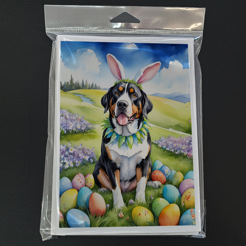 Greater Swiss Mountain Dog Easter Egg Hunt Greeting Cards Pack of 8 Blank Cards with Envelopes Whimsical A7 Size 5x7