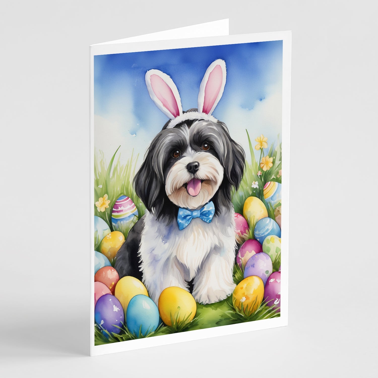 Havanese Easter Egg Hunt Greeting Cards Pack of 8 Blank Cards with Envelopes Whimsical A7 Size 5x7