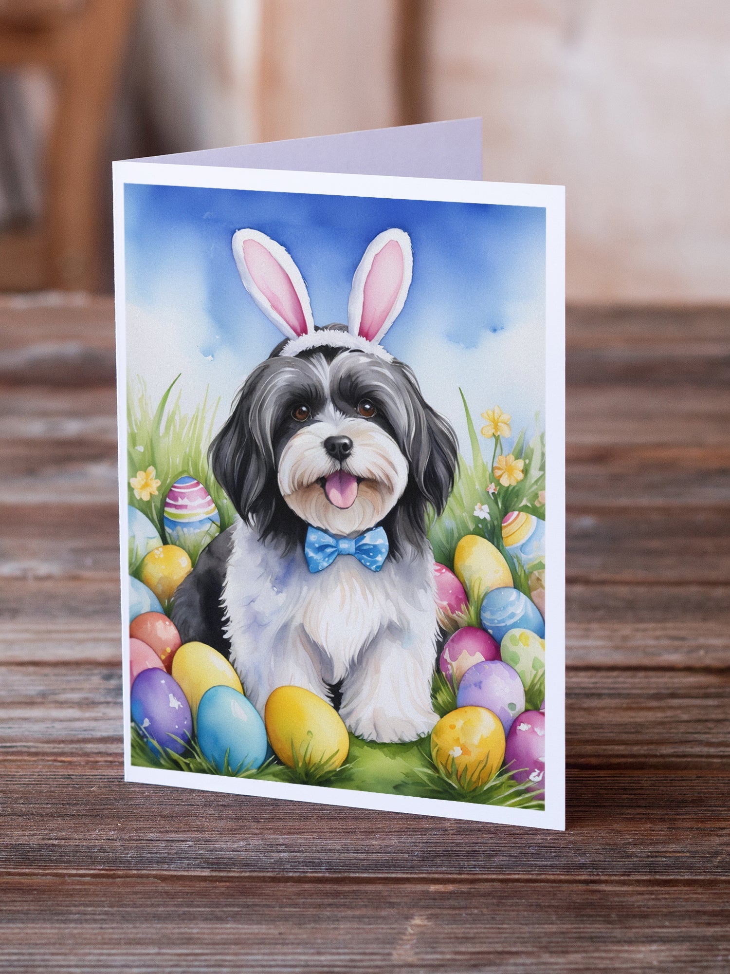 Havanese Easter Egg Hunt Greeting Cards Pack of 8 Blank Cards with Envelopes Whimsical A7 Size 5x7