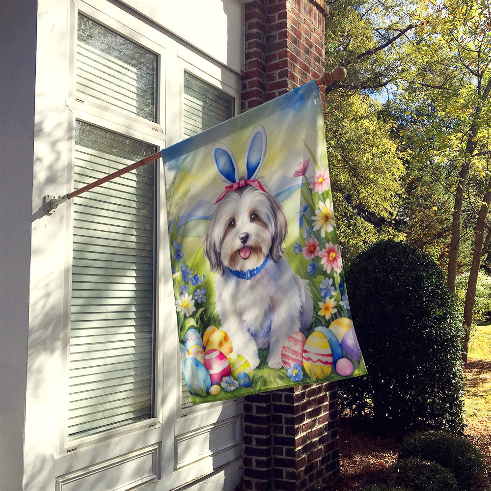 Havanese Easter Egg Hunt House Flag 28x40 Porch Sleeve Pole Decorative Outside Yard Banner Artwork Wall Hanging, Polyester