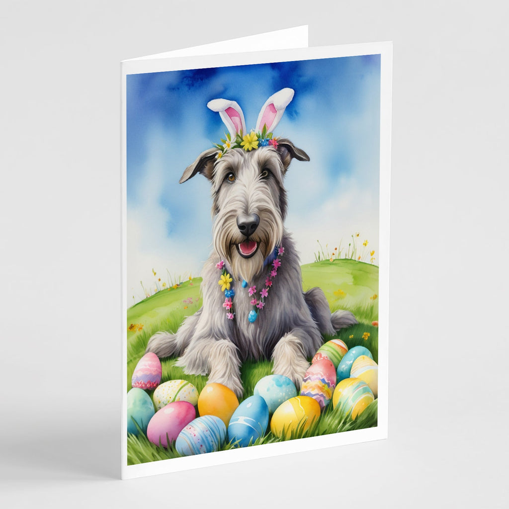 Irish Wolfhound Easter Egg Hunt Greeting Cards Pack of 8 Blank Cards with Envelopes Whimsical A7 Size 5x7