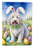 Komondor Easter Egg Hunt House Flag 28x40 Porch Sleeve Pole Decorative Outside Yard Banner Artwork Wall Hanging, Polyester