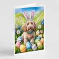 Labradoodle Easter Egg Hunt Greeting Cards Pack of 8 Blank Cards with Envelopes Whimsical A7 Size 5x7
