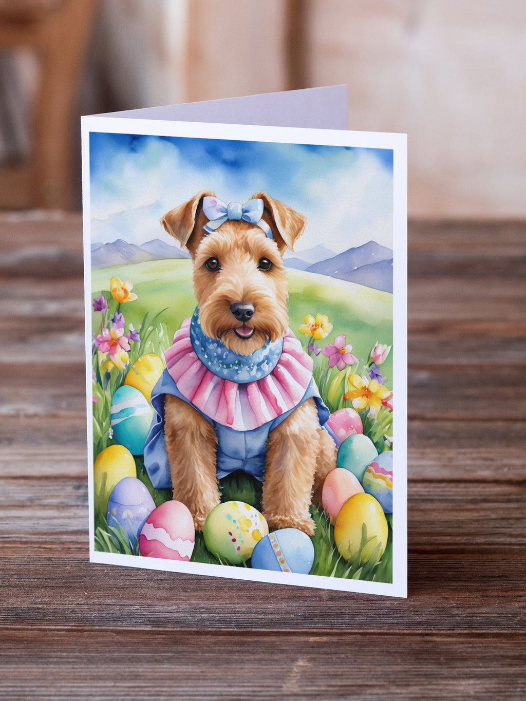 Lakeland Terrier Easter Egg Hunt Greeting Cards Pack of 8 Blank Cards with Envelopes Whimsical A7 Size 5x7