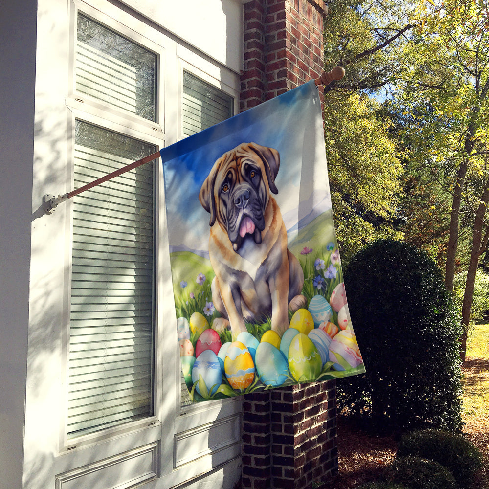 Mastiff Easter Egg Hunt House Flag 28x40 Porch Sleeve Pole Decorative Outside Yard Banner Artwork Wall Hanging, Polyester