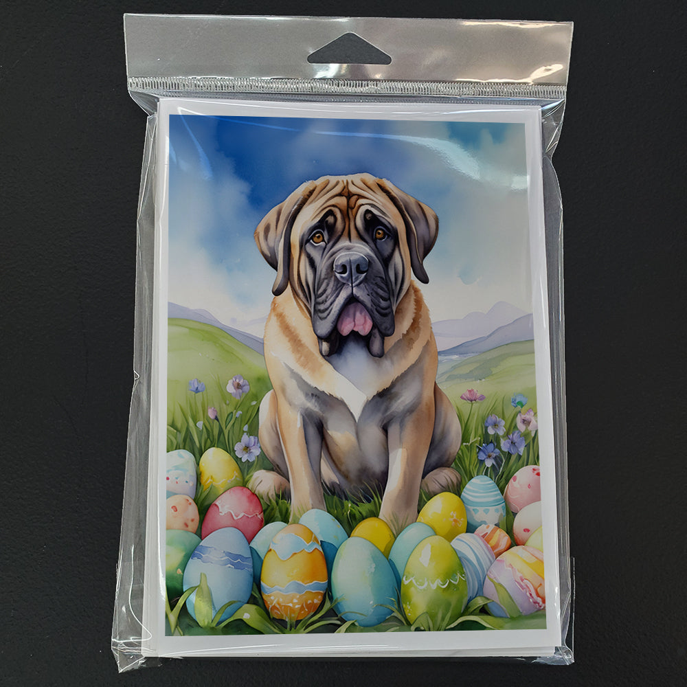 Mastiff Easter Egg Hunt Greeting Cards Pack of 8 Blank Cards with Envelopes Whimsical A7 Size 5x7